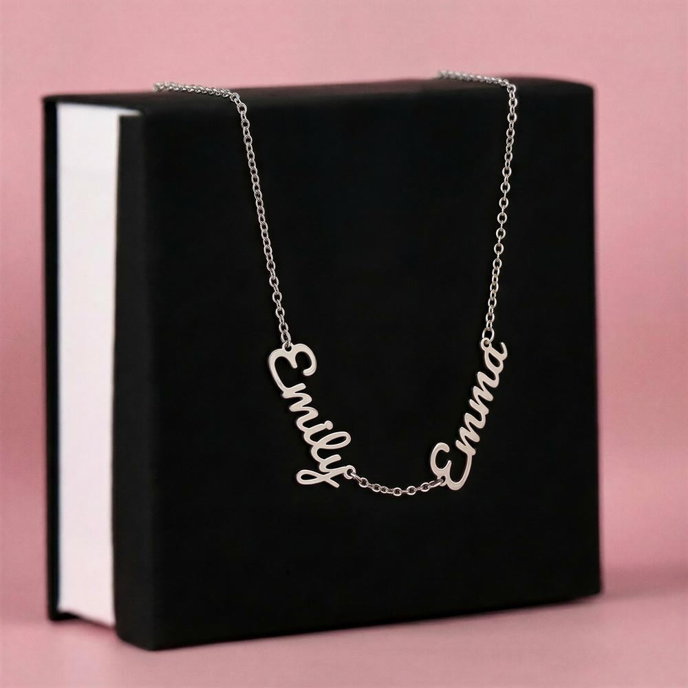 Custom 3 Name Necklace for Mom Personalized Children's Names Script Silver Mother's Day Gift