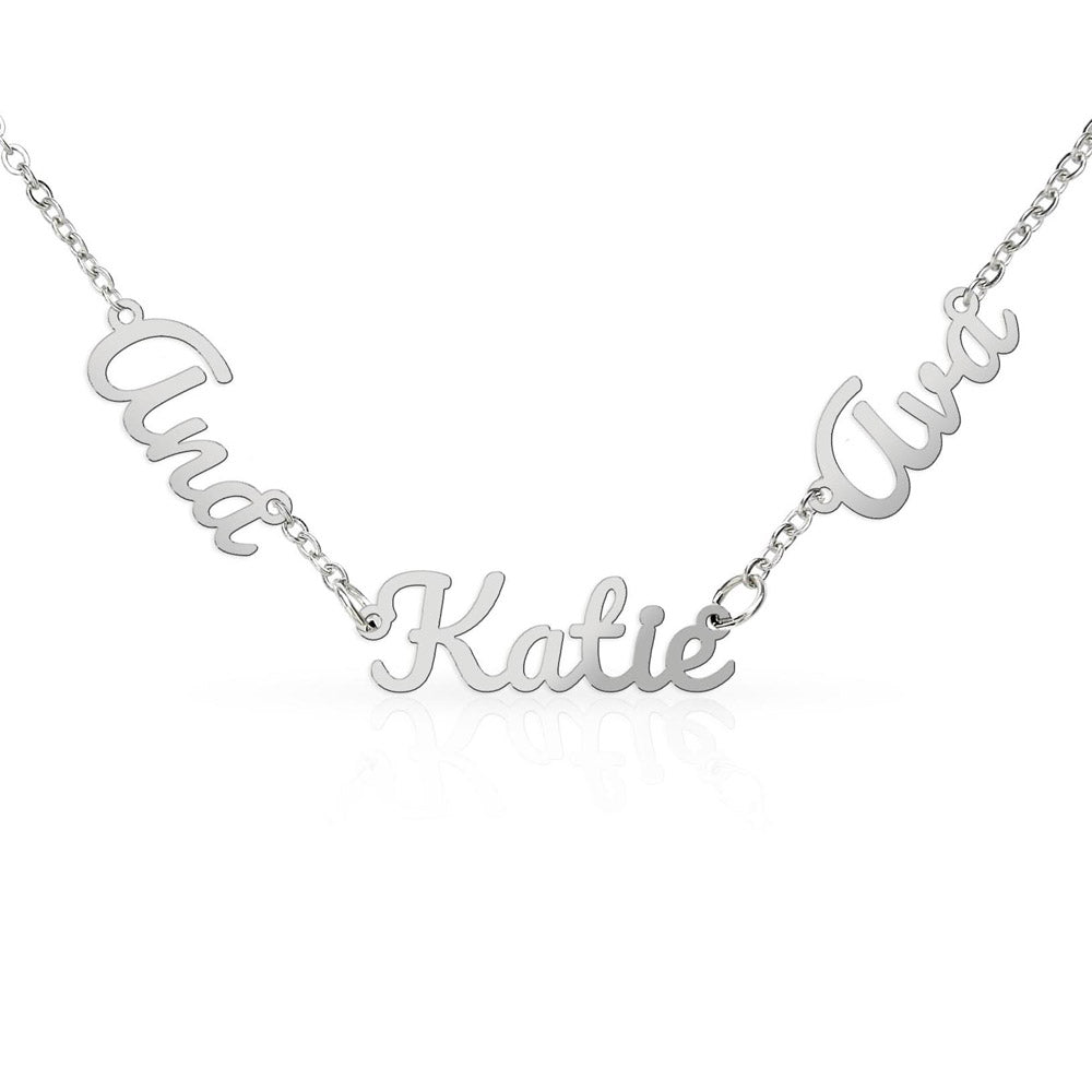 Custom 3 Name Necklace for Mom Personalized Children's Names Script Silver Mother's Day Gift