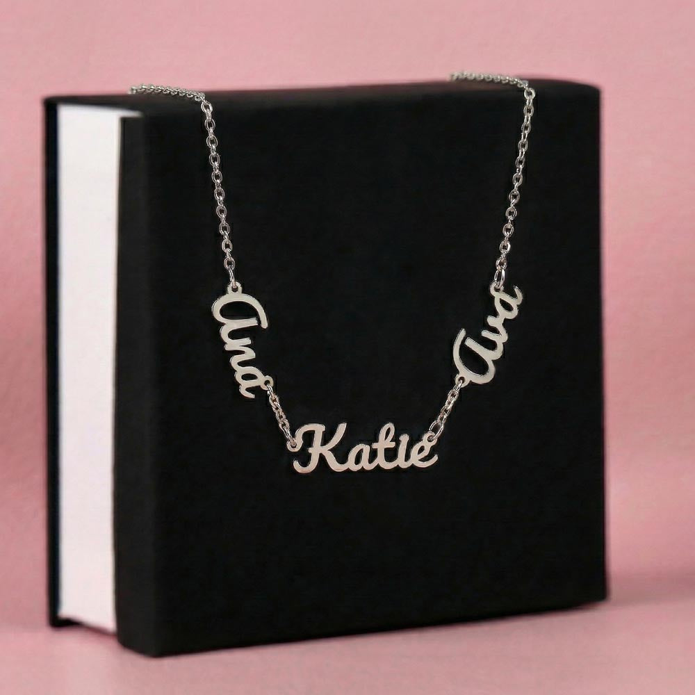 Custom 3 Name Necklace for Mom Personalized Children's Names Script Silver Mother's Day Gift
