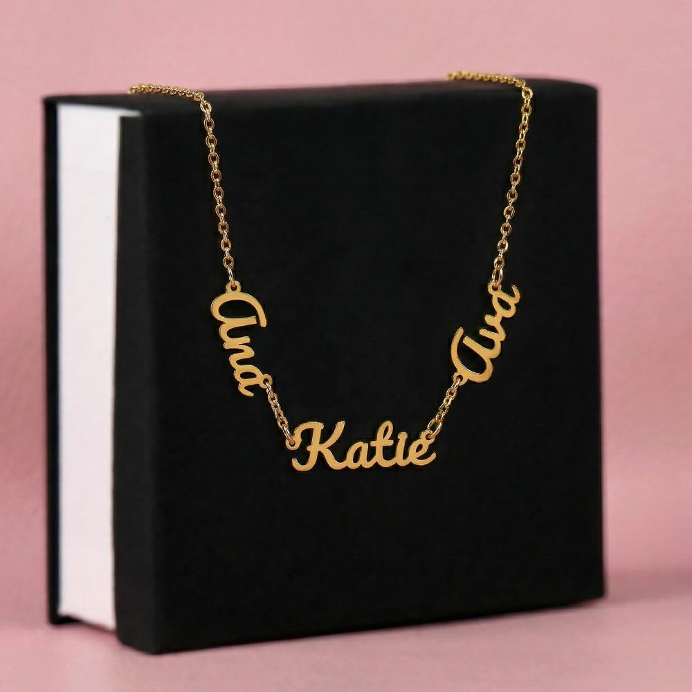 Custom 3 Name Necklace for Mom Personalized Children's Names Script Silver Mother's Day Gift