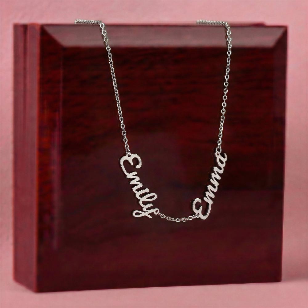Custom 3 Name Necklace for Mom Personalized Children's Names Script Silver Mother's Day Gift