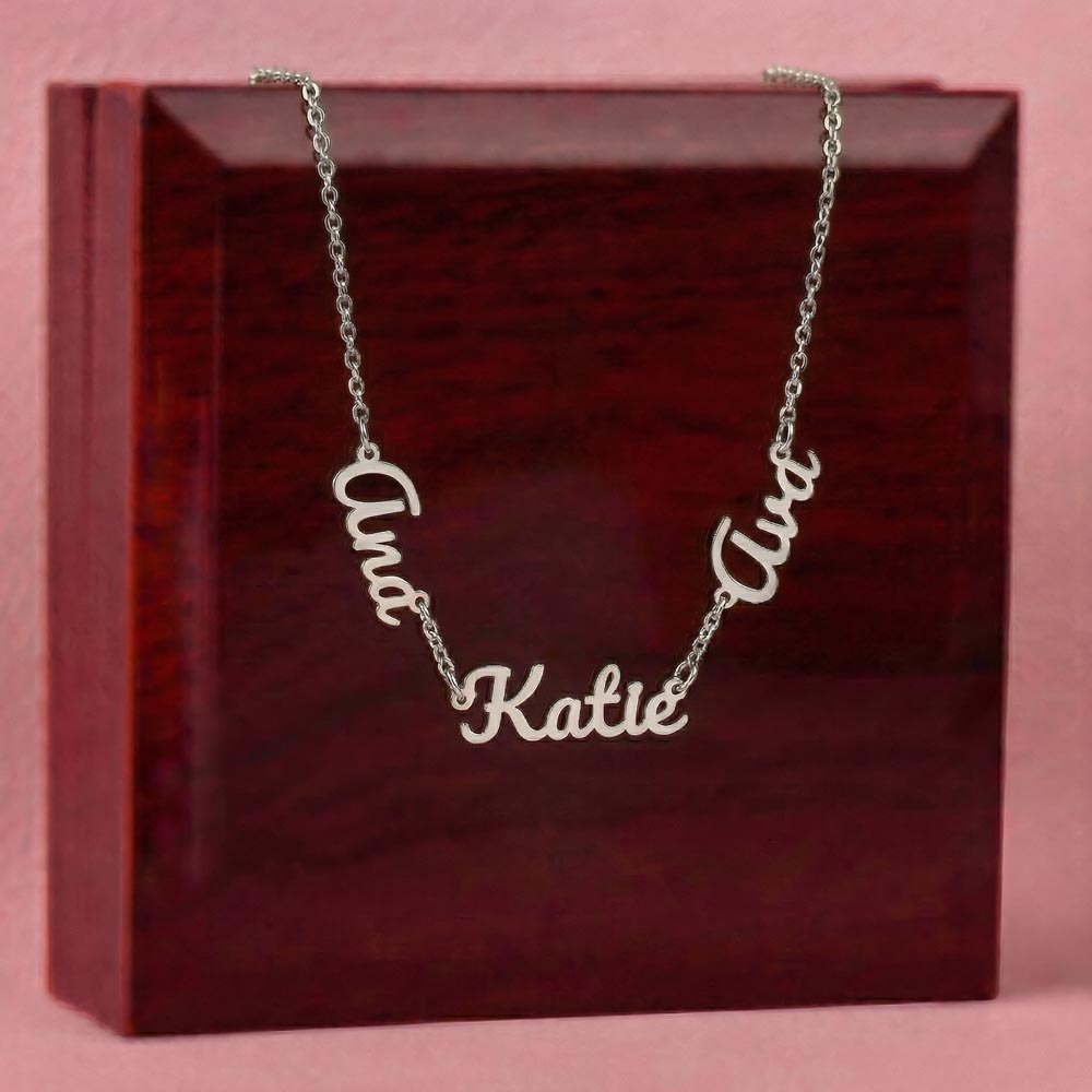 Custom 3 Name Necklace for Mom Personalized Children's Names Script Silver Mother's Day Gift