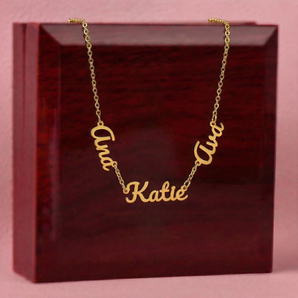 Custom 3 Name Necklace for Mom Personalized Children's Names Script Silver Mother's Day Gift