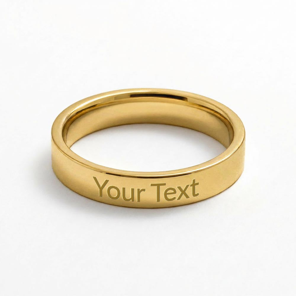 Mother's Day Gift Personalized Engraved Ring 18K Yellow Gold Finish Women Stainless Steel Band