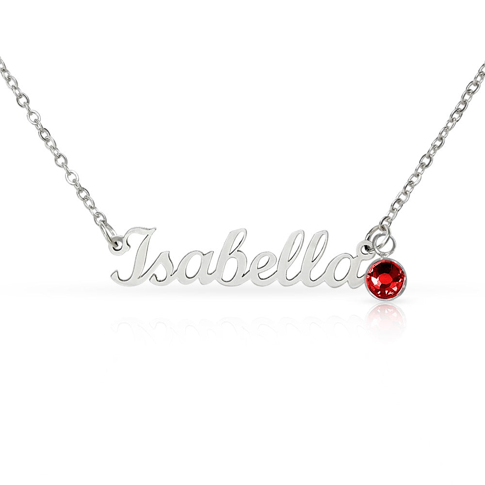 Personalized Name & Birthstone Necklace Custom Script Silver Chain Mother's Day Gift for Mom