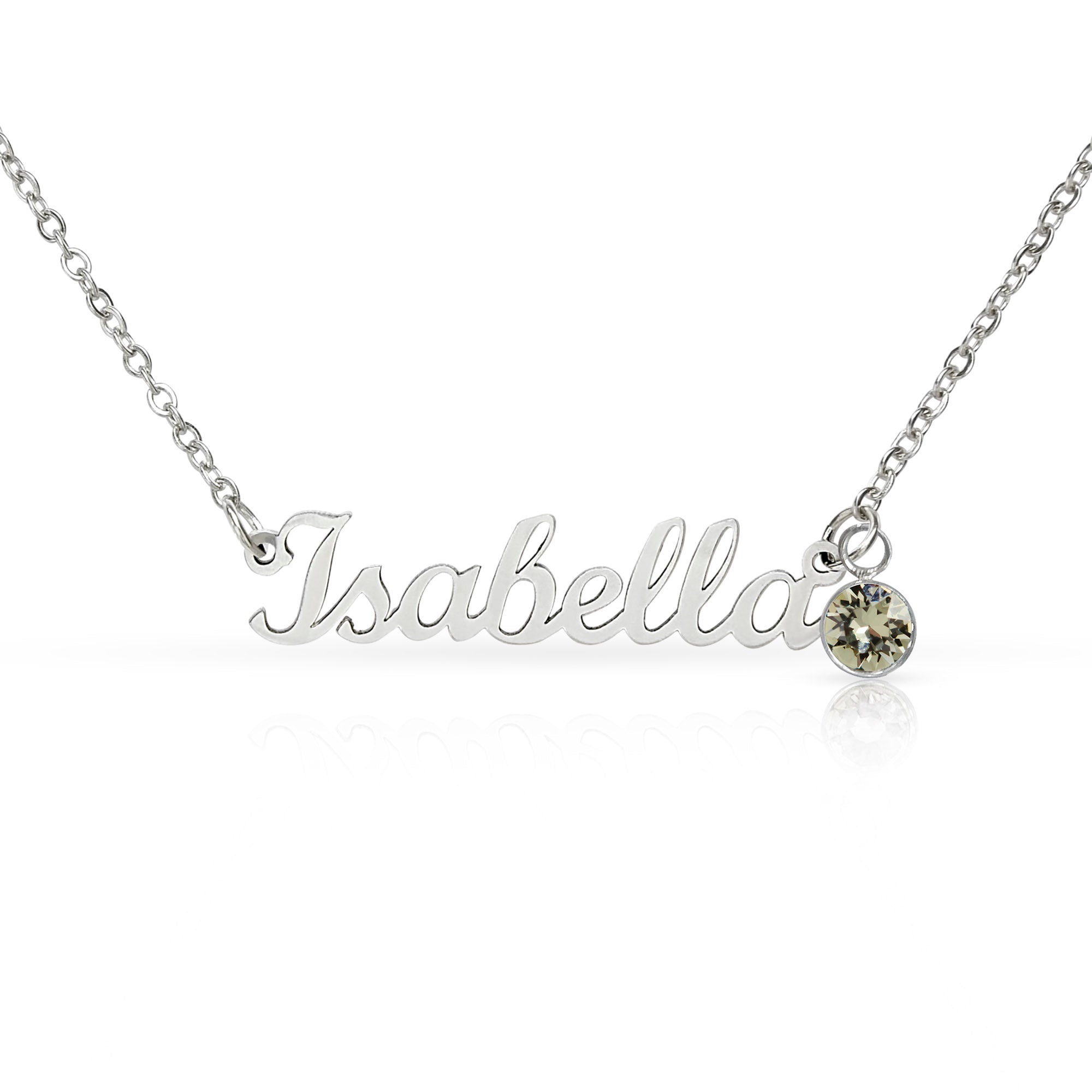 Personalized Name & Birthstone Necklace Custom Script Silver Chain Mother's Day Gift for Mom