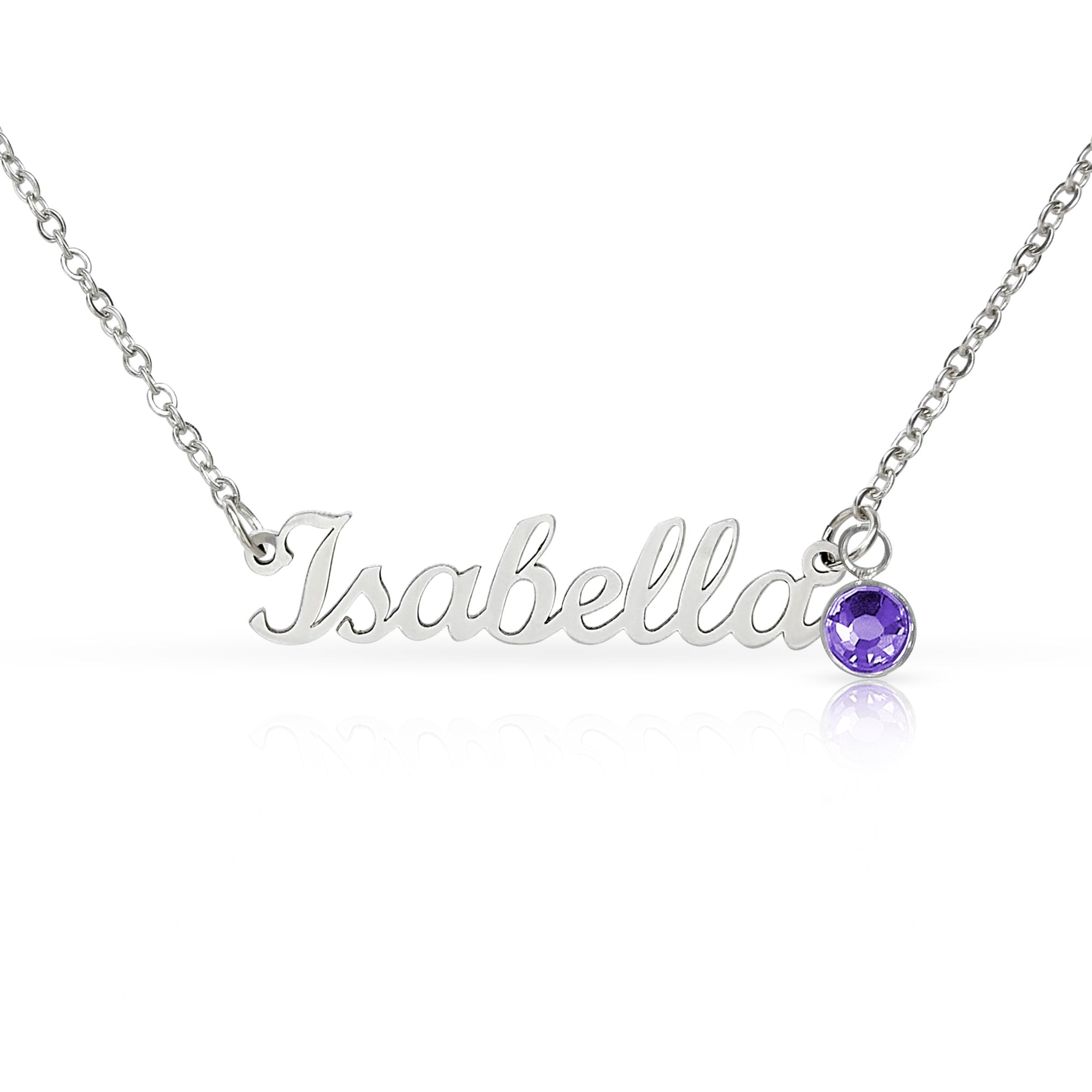 Personalized Name & Birthstone Necklace Custom Script Silver Chain Mother's Day Gift for Mom