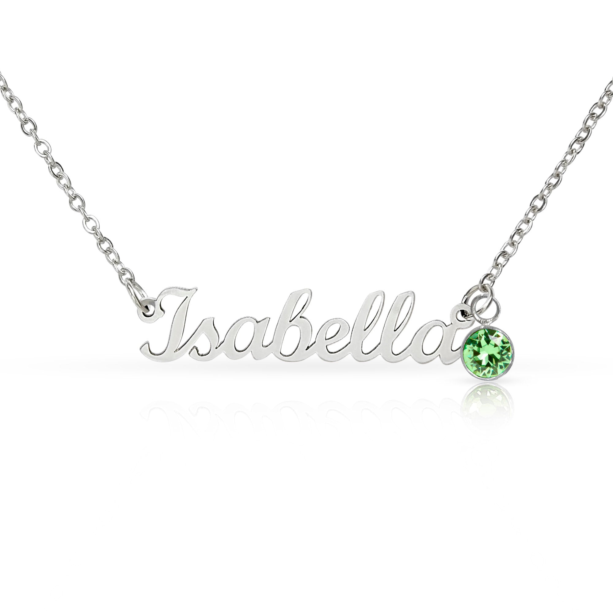 Personalized Name & Birthstone Necklace Custom Script Silver Chain Mother's Day Gift for Mom
