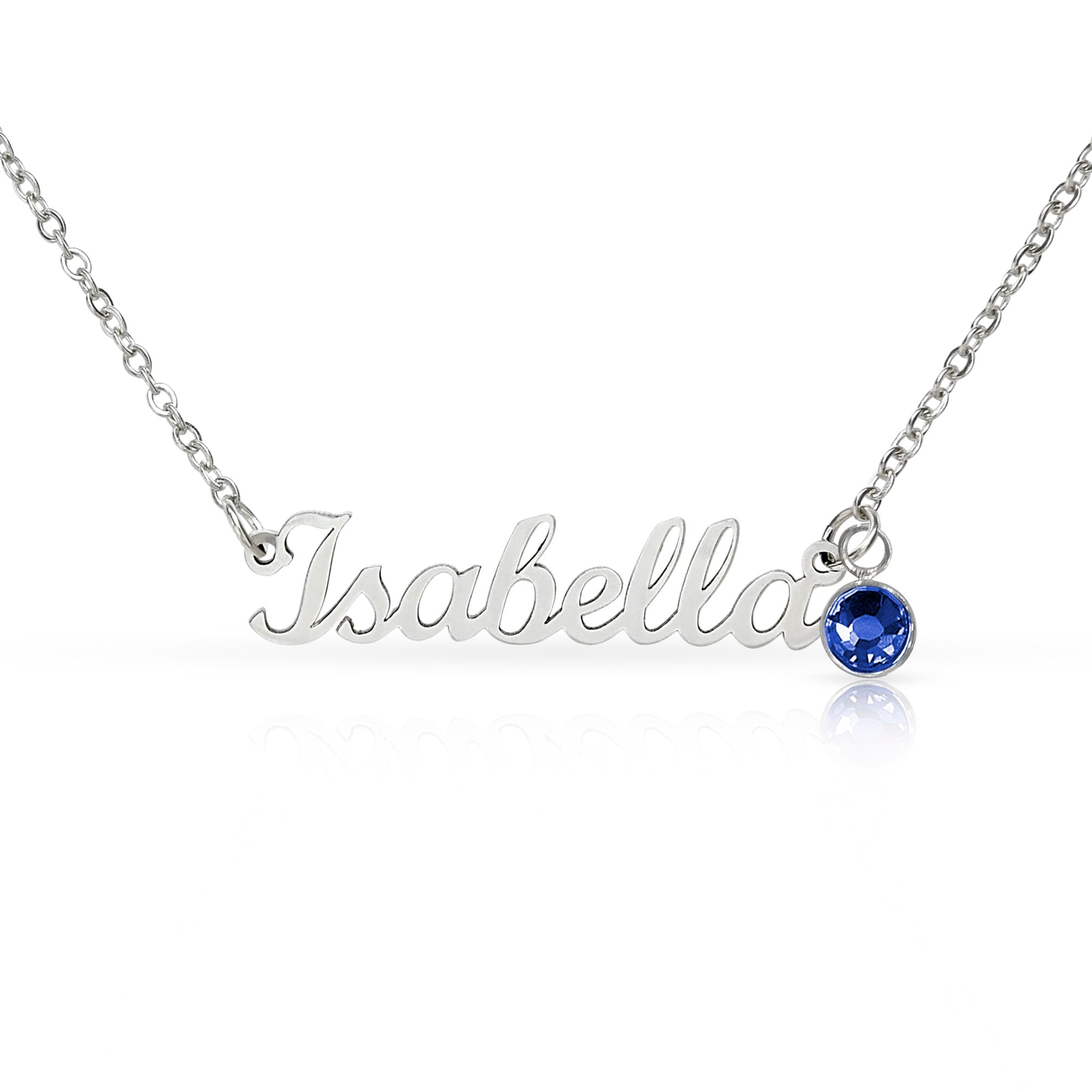 Personalized Name & Birthstone Necklace Custom Script Silver Chain Mother's Day Gift for Mom