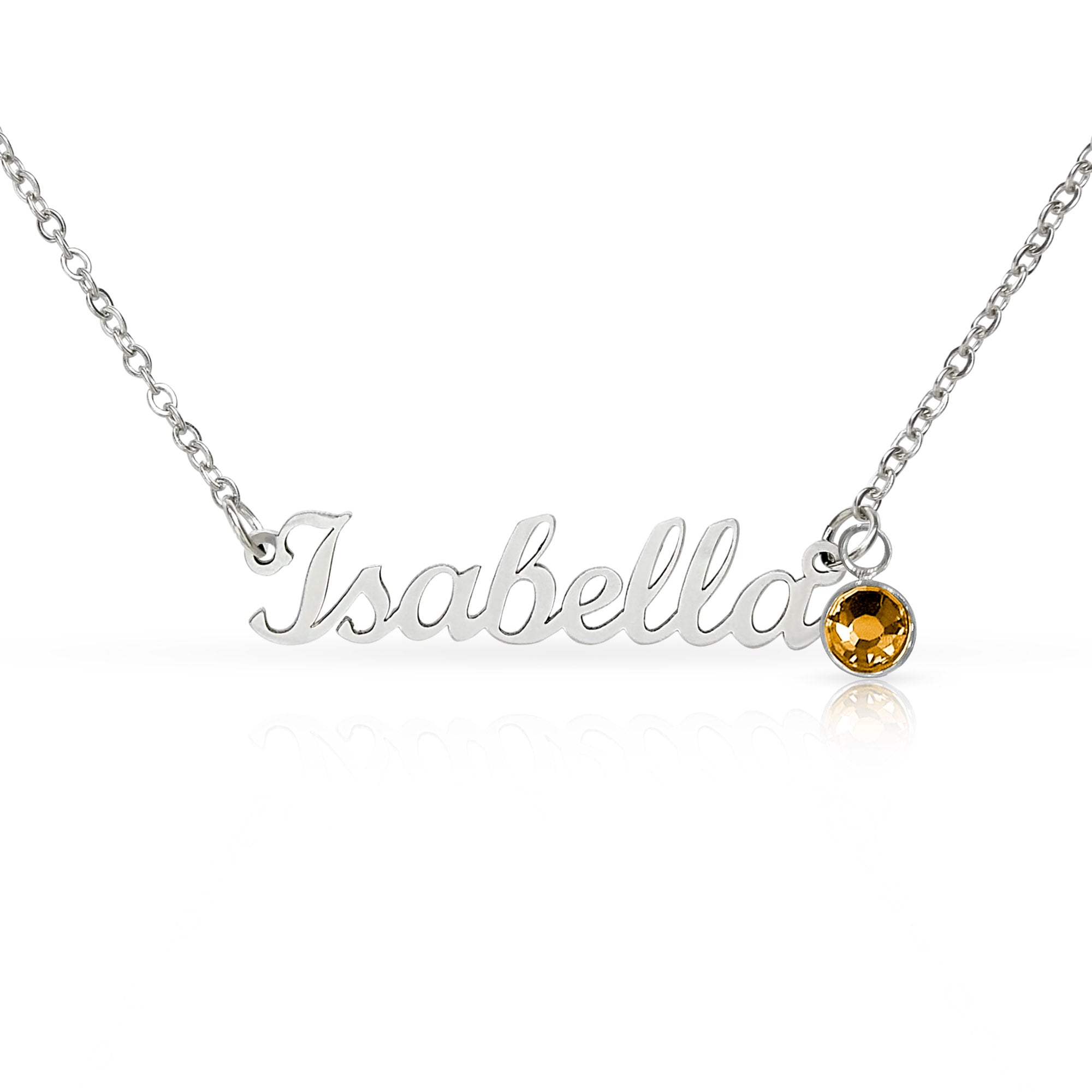 Personalized Name & Birthstone Necklace Custom Script Silver Chain Mother's Day Gift for Mom