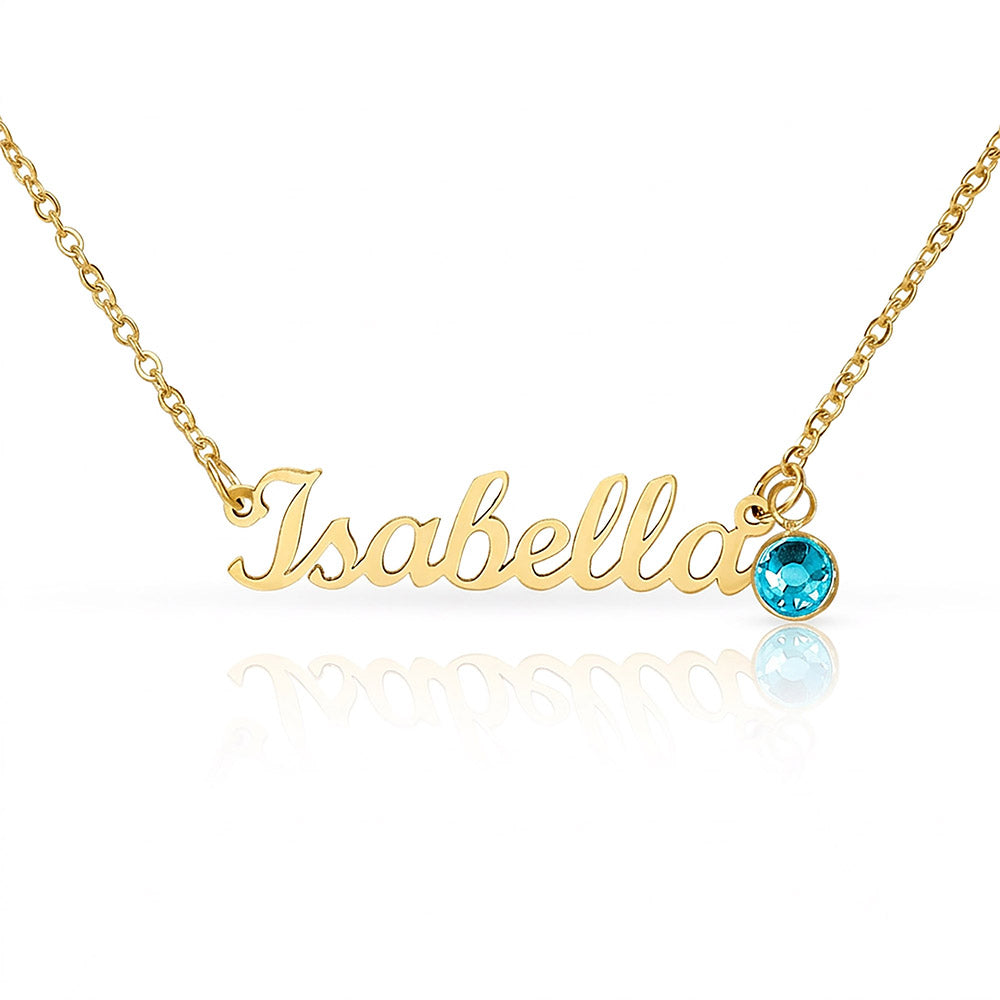 Personalized Name & Birthstone Necklace Custom Script Silver Chain Mother's Day Gift for Mom