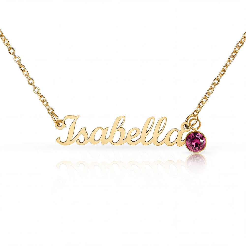 Personalized Name & Birthstone Necklace Custom Script Silver Chain Mother's Day Gift for Mom