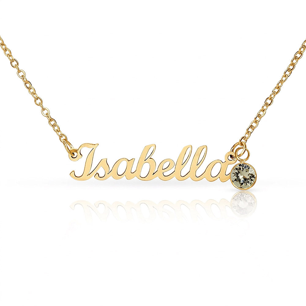 Personalized Name & Birthstone Necklace Custom Script Silver Chain Mother's Day Gift for Mom