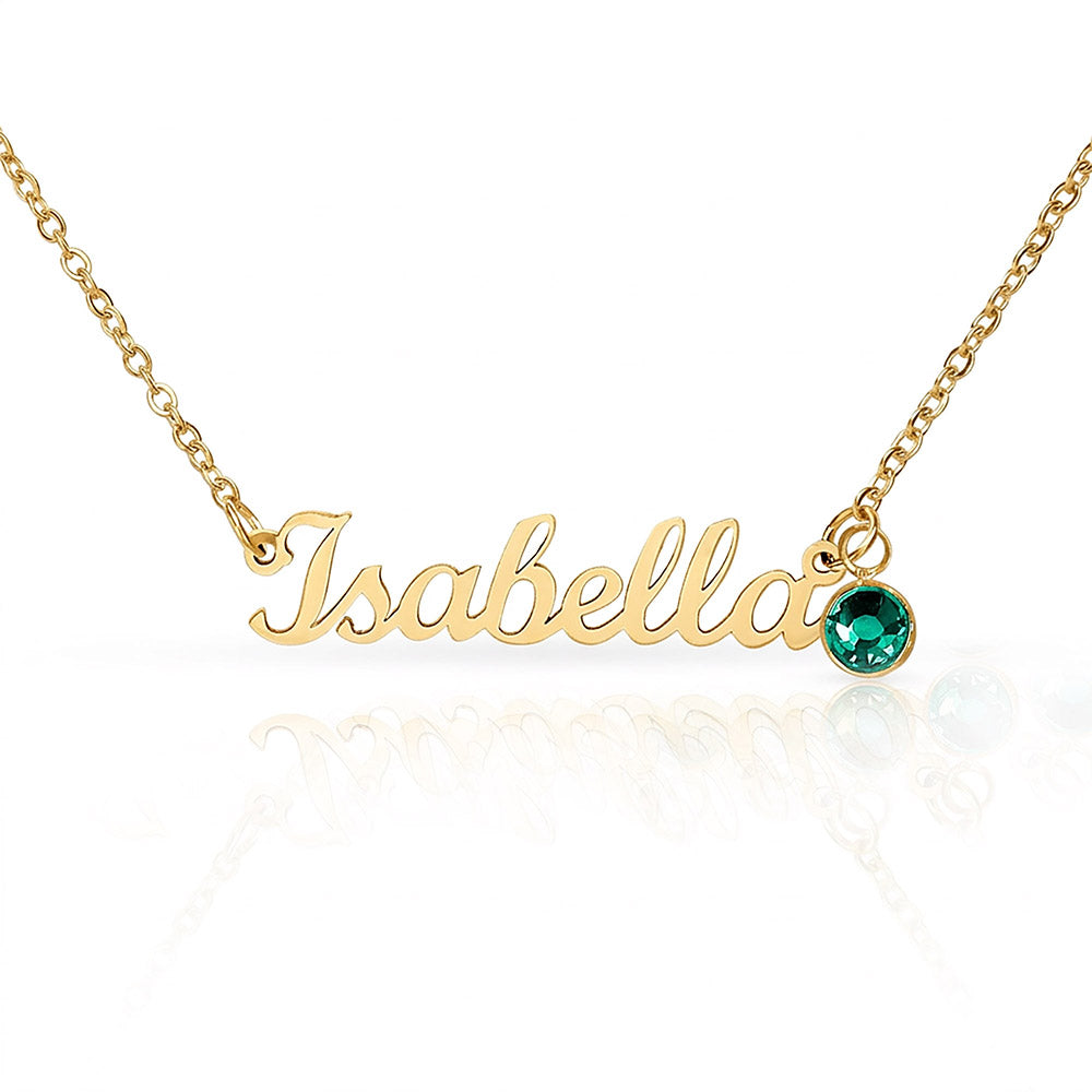 Personalized Name & Birthstone Necklace Custom Script Silver Chain Mother's Day Gift for Mom