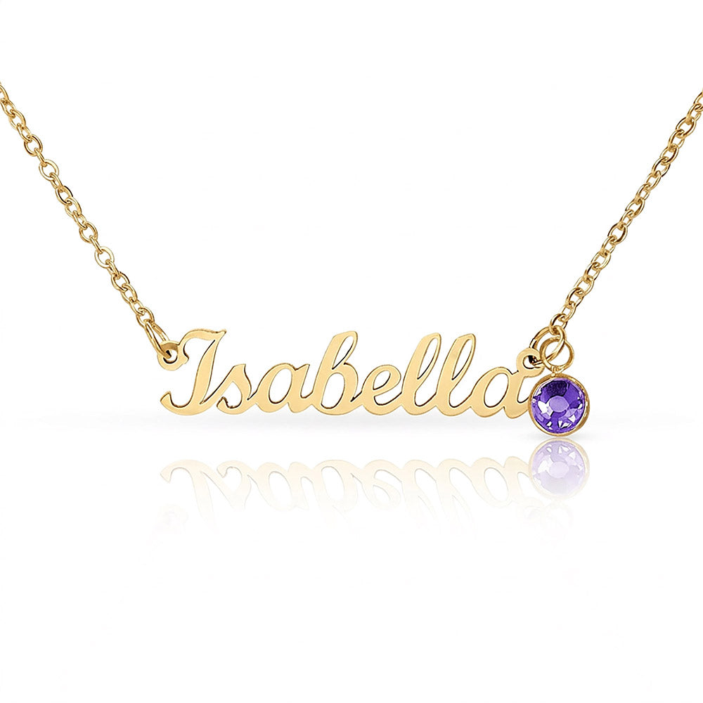 Personalized Name & Birthstone Necklace Custom Script Silver Chain Mother's Day Gift for Mom