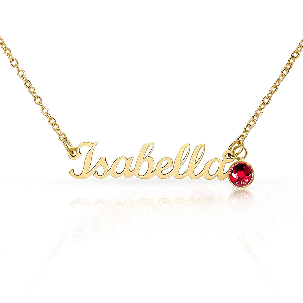 Personalized Name & Birthstone Necklace Custom Script Silver Chain Mother's Day Gift for Mom
