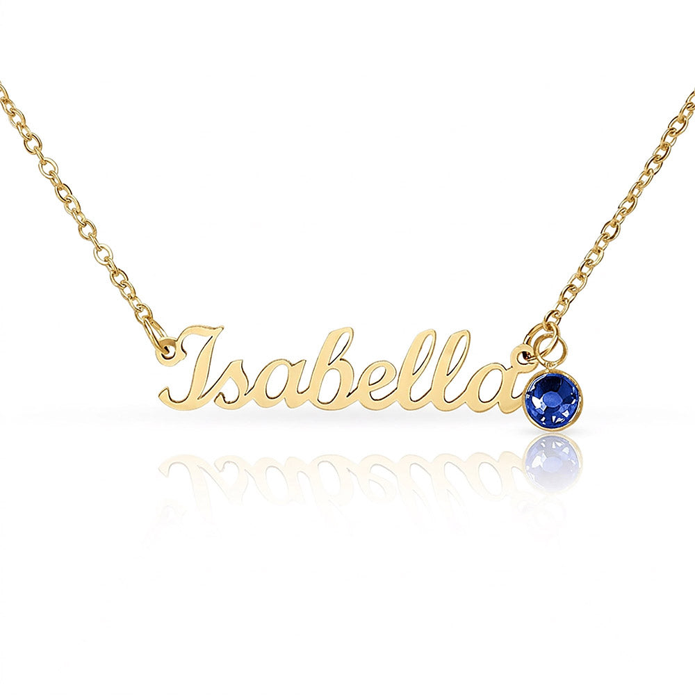 Personalized Name & Birthstone Necklace Custom Script Silver Chain Mother's Day Gift for Mom