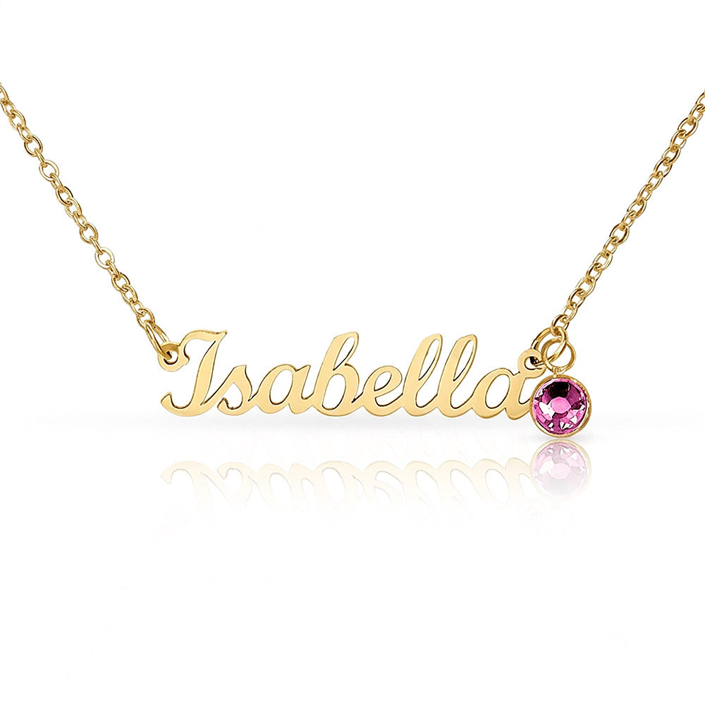 Personalized Name & Birthstone Necklace Custom Script Silver Chain Mother's Day Gift for Mom