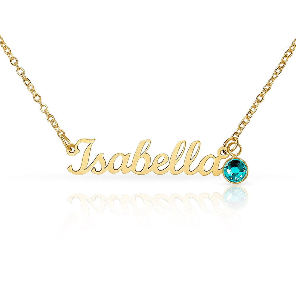 Personalized Name & Birthstone Necklace Custom Script Silver Chain Mother's Day Gift for Mom